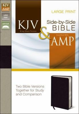 KJV, Amplified, Parallel Bible, Large Print, Bonded Leather, Black, Red Letter Edition: Two Bible Versions Together for Study and Comparison Zondervan