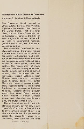 The Hermann Rusch Greenbrier CookHermann G Rusch, Martina Neely (1975) Hardcover [Hardcover] Holmberg, Martha