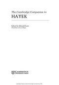 The Cambridge Companion to Hayek (Cambridge Companions to Philosophy) [Hardcover] Feser, Edward
