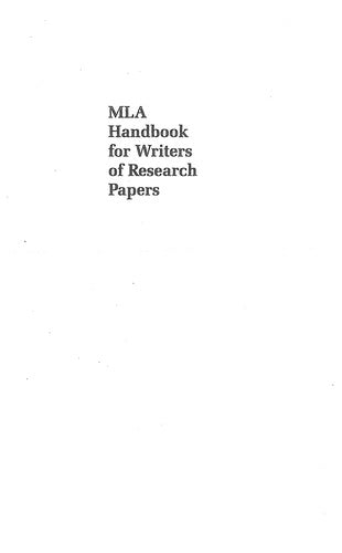 MLA Handbook for Writers of Research Papers [Paperback] Gibaldi, Joseph